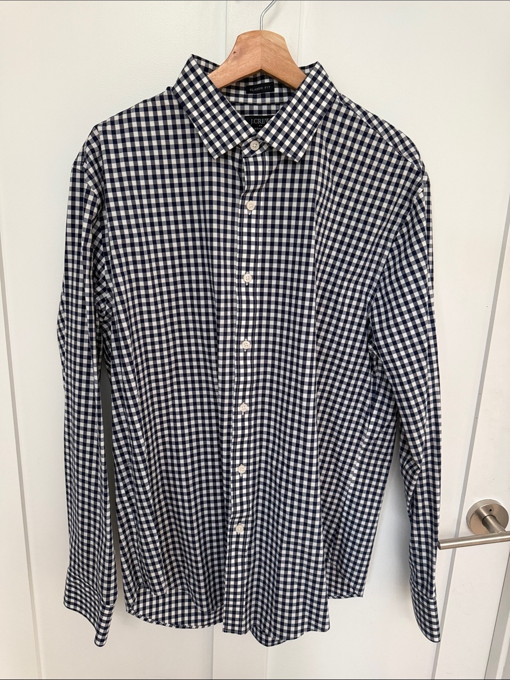 J. Crew Navy & White Gingham Button-Down Shirt NWOT